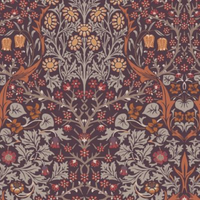 Papier peint intissé Blackthorn plum imprimé fleurs violet L.1000 x l.52cm William Morris