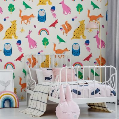 Papier peint intissé Country critters heroes imprimé animaux de la forêt multicouleurs L.1000 x l.52cm Joules
