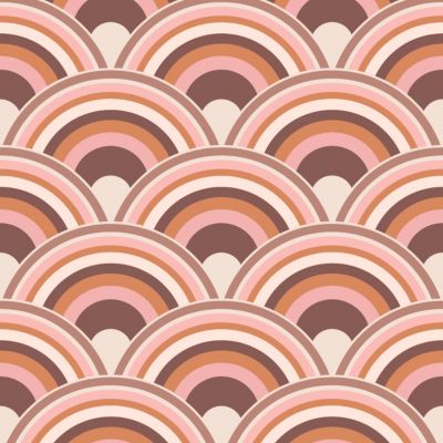 Papier peint intissé Curve earth arc-en-ciel rose, orange, marron L.1000 x l.52cm Envy