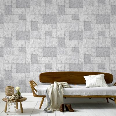 Papier peint intissé Dallage Pierre L.1005 x l.52cm gris