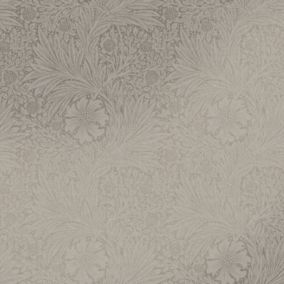 Papier peint intissé effet métallique Marigold fibrous imprimé fleurs brun, beige L.1000 x l.52cm William Morris