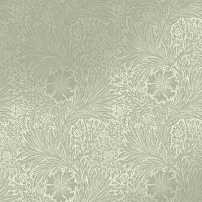 Papier peint intissé effet métallique Marigold fibrous imprimé fleurs brun, vert sauge L.1000 x l.52cm William Morris