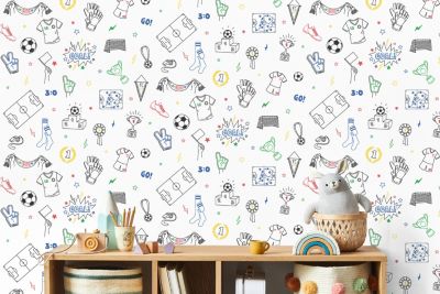Papier peint intissé enfant football multicouleurs L. 1005 x l. 53cm Ugepa Foot