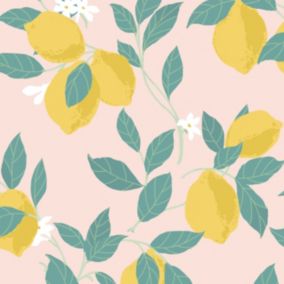 Papier peint intissé Feeling fruity blush imprimé citrons jaune L.1000 x l.52cm Envy