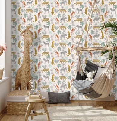 Papier peint intissé félins multicolore L. 1005 x l. 53 cm Erismann
