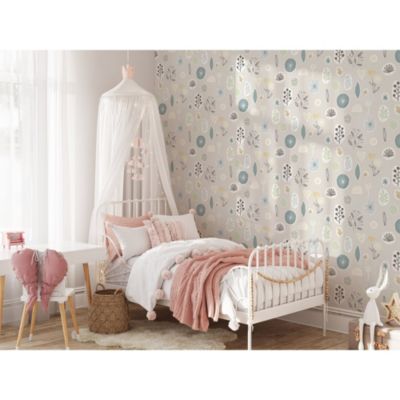 Papier peint intissé fleuri Les aventures Louise ocre et beige grisé L.1001 x l.53cm Lutèce