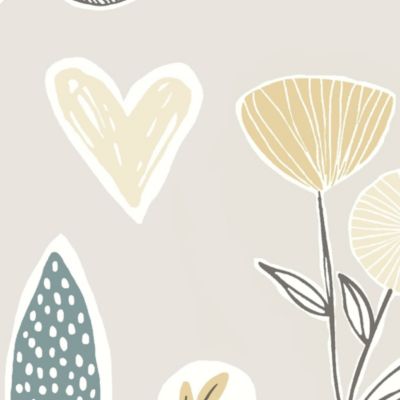Papier peint intissé fleuri Les aventures Louise ocre et beige grisé L.1001 x l.53cm Lutèce