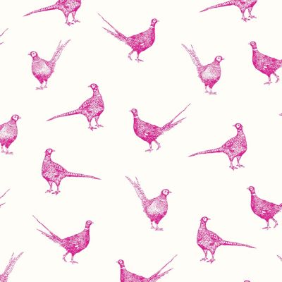 Papier peint intissé Flirty imprimé oiseaux roses sur fond blanc L.1000 x l.52cm Joules