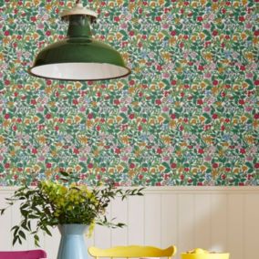 Papier peint intissé Floral rainbow imprimé fleurs multicouleurs L.1000 x l.52cm Joules