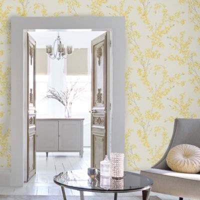 Papier peint intissé Forsythia imprimé fleurs jaune L.1000 x l.52cm Laura Ashley