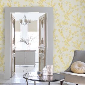 Papier peint intissé Forsythia imprimé fleurs jaune L.1000 x l.52cm Laura Ashley