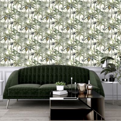 Papier peint Intissé GoodHome Pirit vert et crème