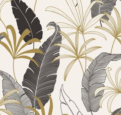 Papier peint intissé GoodHome Selago noir or et blanc
