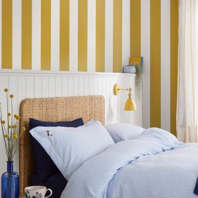 Papier peint intissé Harborough imprimé rayures beige, jaune L.1000 x l.52cm Joules