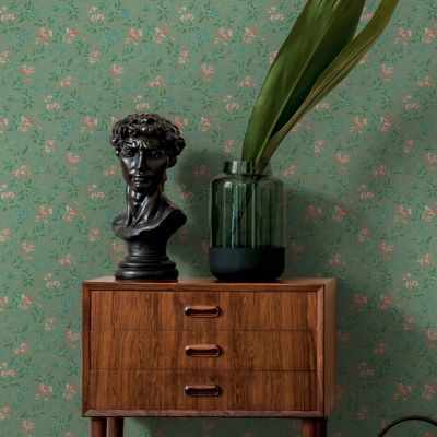 Papier peint intissé Heritage imprimés fleurs, rose, rouge l.1005 x l.53cm Lutèce