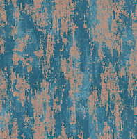 Papier Peint intissé Industrial métallique L.1005 x l.52cm turquoise