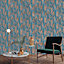 Papier Peint intissé Industrial métallique L.1005 x l.52cm turquoise