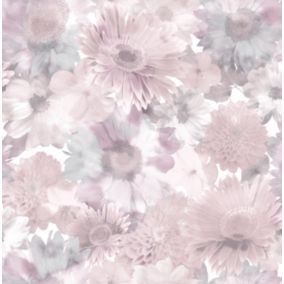 Papier peint intissé Jardin à l'aube L.1005 x l.52cm rose