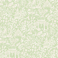 Papier peint intissé Jardin Secret Lutece mat et satiné enfant, animaux vert, blanc l.1000 x l.53 cm