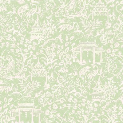 Papier peint intissé Jardin Secret Lutece mat et satiné enfant, animaux vert, blanc l.1000 x l.53 cm