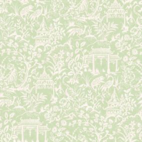 Papier peint intissé Jardin Secret Lutece mat et satiné enfant, animaux vert, blanc l.1000 x l.53 cm