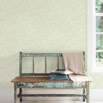 Papier peint intissé Jardin Secret Lutece mat et satiné enfant, animaux vert, blanc l.1000 x l.53 cm