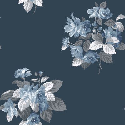 Papier peint intissé Jardin Secret Lutece mat et satiné fleurs bleu ...