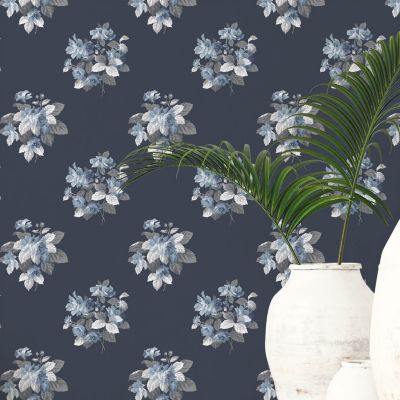 Papier peint intissé Jardin Secret Lutece mat et satiné fleurs bleu ...
