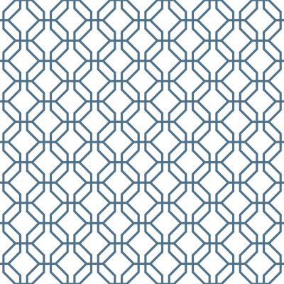 Papier peint intissé Jardin Secret Lutece mat et satiné hexagone bleu, blanc l.1000 x l.53 cm