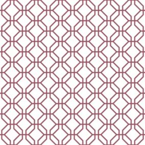 Papier peint intissé Jardin Secret Lutece mat et satiné hexagone rouge, blanc l.1000 x l.53 cm