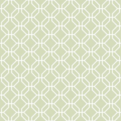 Papier peint intissé Jardin Secret Lutece mat et satiné hexagone vert, blanc l.1000 x l.53 cm