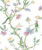 Papier peint intissé Jardin Secret Lutece mat et satiné oiseaux, fleurs, exotique multicolore l.1000 x l.53 cm