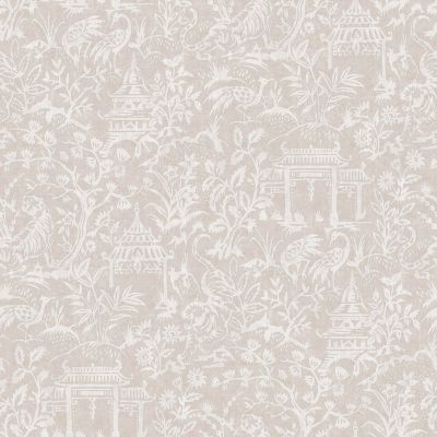 Papier peint intissé Jardin Secret Lutece mat et satiné toile de jouy, japonaise taupe l.1000 x l.53 cm