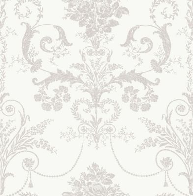 Papier peint intissé Josette imprimé bouquet de roses blanc L.1000 x l.52cm Laura Ashley