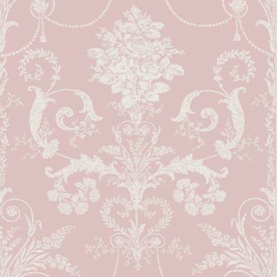 Papier peint intissé Josette imprimé bouquet de roses rose L.1000 x l.52cm Laura Ashley