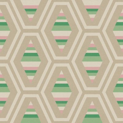 Papier peint intissé Kilim imprimé formes géométriques beige crème, vert L.1000 x l.52cm Joules