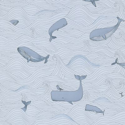 Papier peint intissé Lalala Lutece mat et satiné baleine, océan, mer, enfant bleu l.1005 x l.53 cm