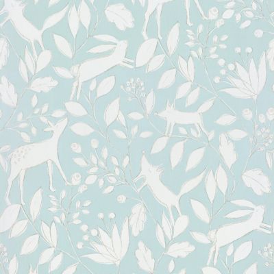 Papier peint intissé Lalala Lutece mat et satiné enfant, animaux bleu ciel, vieux bleu l.1005 x l.53 cm