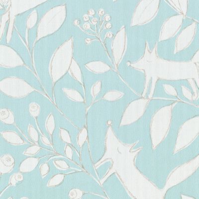 Papier peint intissé Lalala Lutece mat et satiné enfant, animaux bleu ciel, vieux bleu l.1005 x l.53 cm