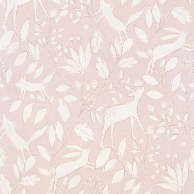 Papier peint intissé Lalala Lutece mat et satiné enfant, animaux rose pale, rose, blanc l.1005 x l.53 cm