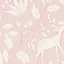 Papier peint intissé Lalala Lutece mat et satiné enfant, animaux rose pale, rose, blanc l.1005 x l.53 cm