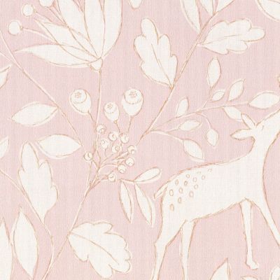 Papier peint intissé Lalala Lutece mat et satiné enfant, animaux rose pale, rose, blanc l.1005 x l.53 cm