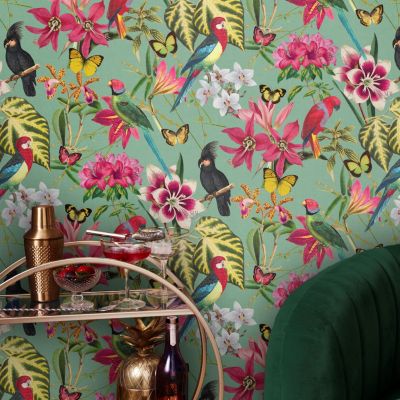 Papier peint intissé Paradiso fleurs exotiques multicouleurs L.1000 x l.52cm Envy