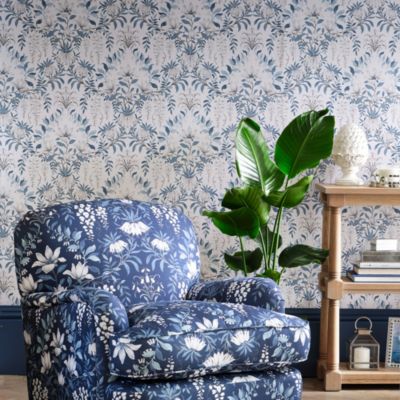 Papier peint intissé Parterre imprimé fleurs bleu, gris L.1000 x l.52cm Laura Ashley