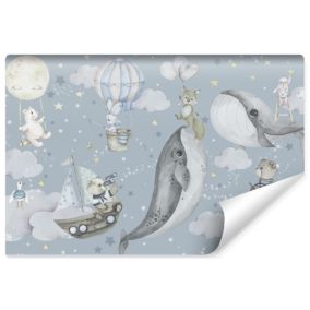 Papier Peint Intisse Photo ANIMAUX Nuages Etoiles Lune Pour Chambre Enfants 520cm x 318cm