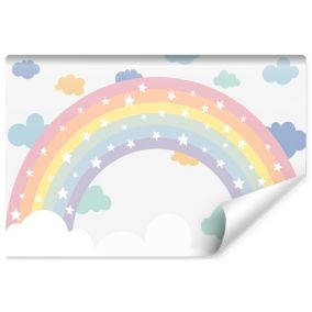 Papier Peint Intisse Photo Pour Chambre D'Enfant ARC-EN-CIEL Nuages Etoiles 520cm x 318cm