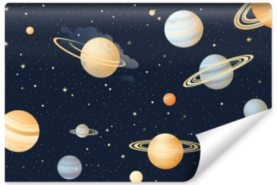Papier Peint Intisse Photo Pour Chambre Enfants PLANETES Etoiles Cosmos 450cm x 300cm