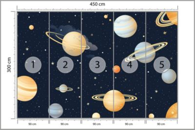 Papier Peint Intisse Photo Pour Chambre Enfants PLANETES Etoiles Cosmos 450cm x 300cm
