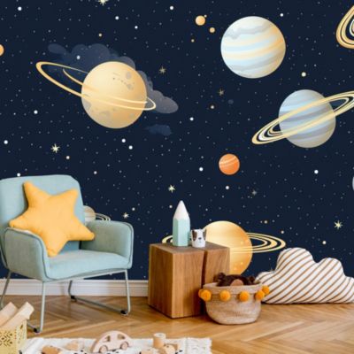 Papier Peint Intisse Photo Pour Chambre Enfants PLANETES Etoiles Cosmos 450cm x 300cm