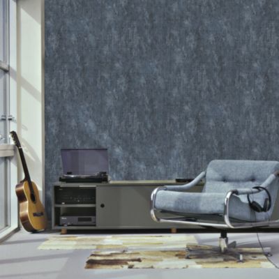 Papier Peint intissé Pierre Béton L.1005 x l.52cm gris, bleu